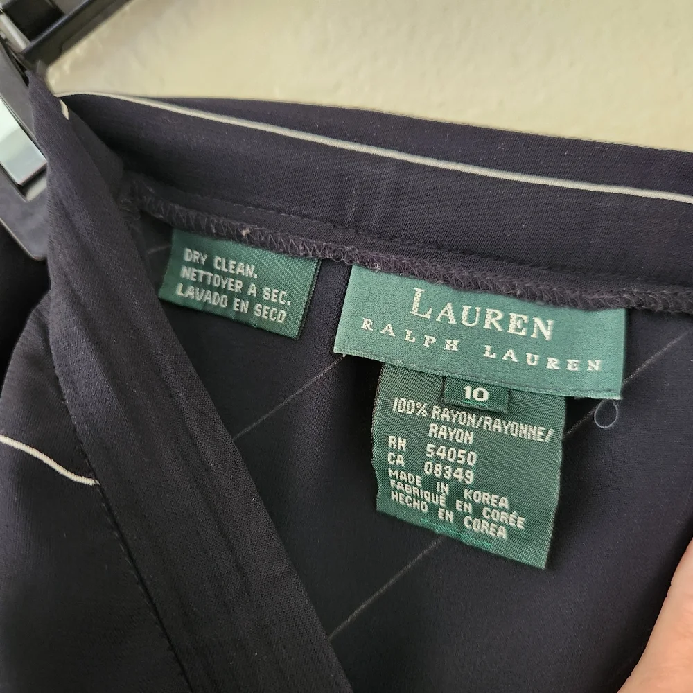 Vintage Lauen Ralph Lauren Navy White Bias Striped Skirt Size 10 28.5" - Picture 2 of 6